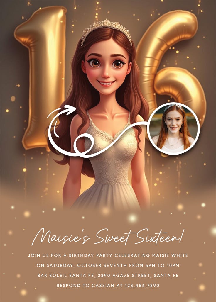 Sixteen sparkle - invitación de cumpleaños