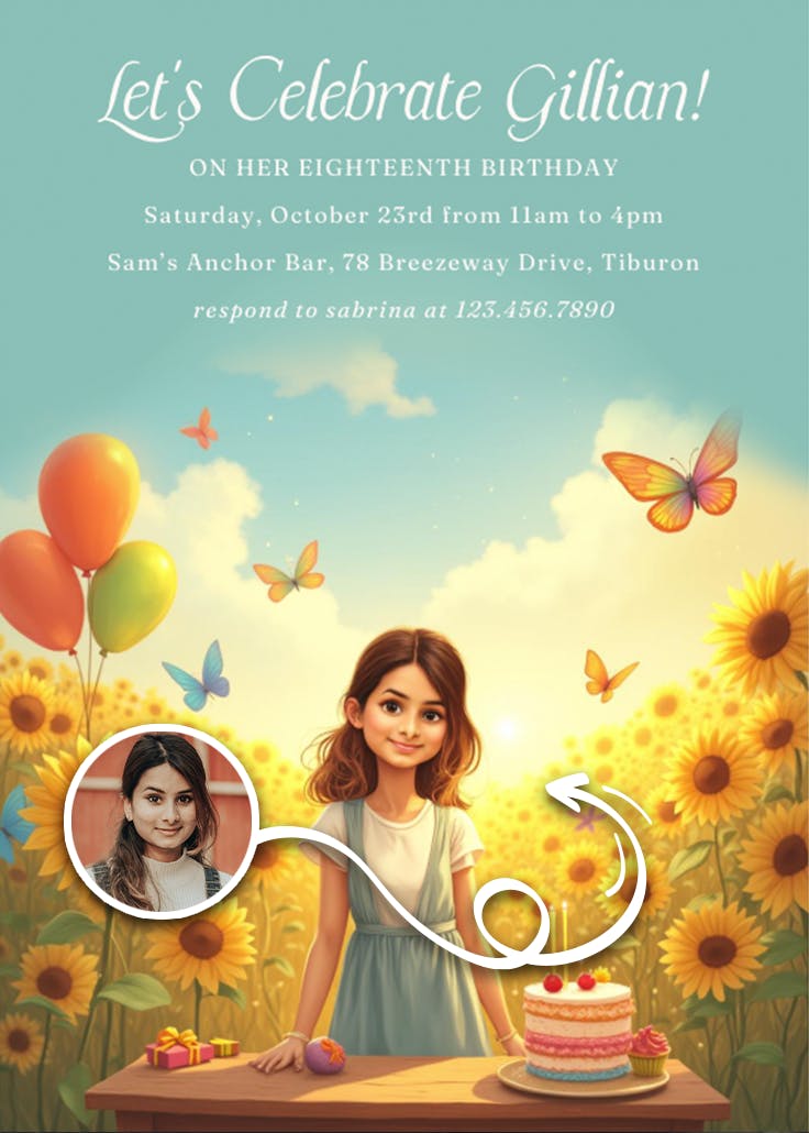 Sunflower garden - invitación de cumpleaños
