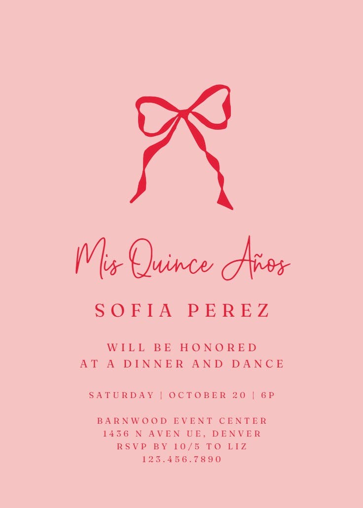 Bow-tied beauty - invitación de quinceañera