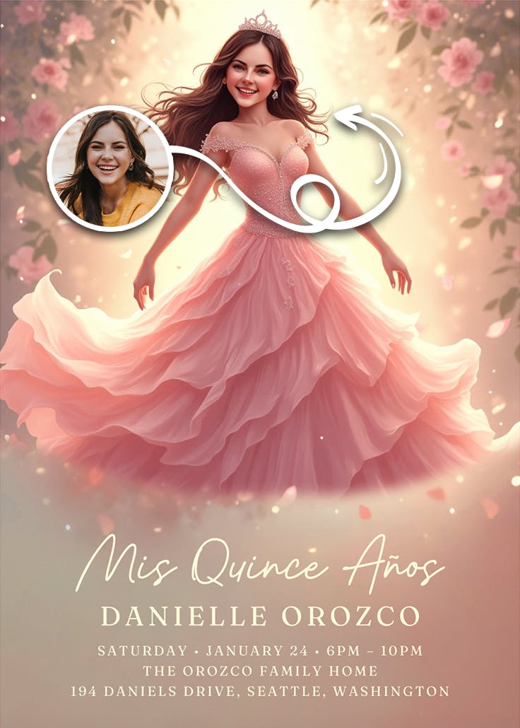 La bella quinceañera - quinceañera invitation