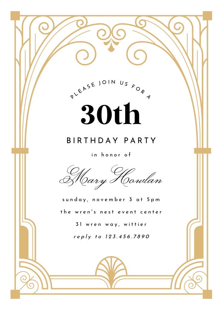 Art deco gate - birthday invitation