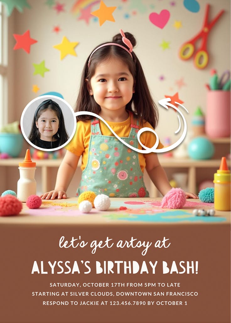 Birthday art party - invitación de cumpleaños
