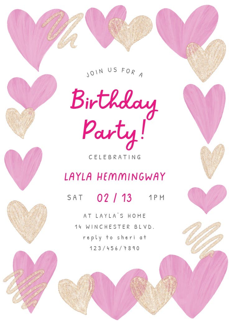 Birthday hearts - invitación de cumpleaños