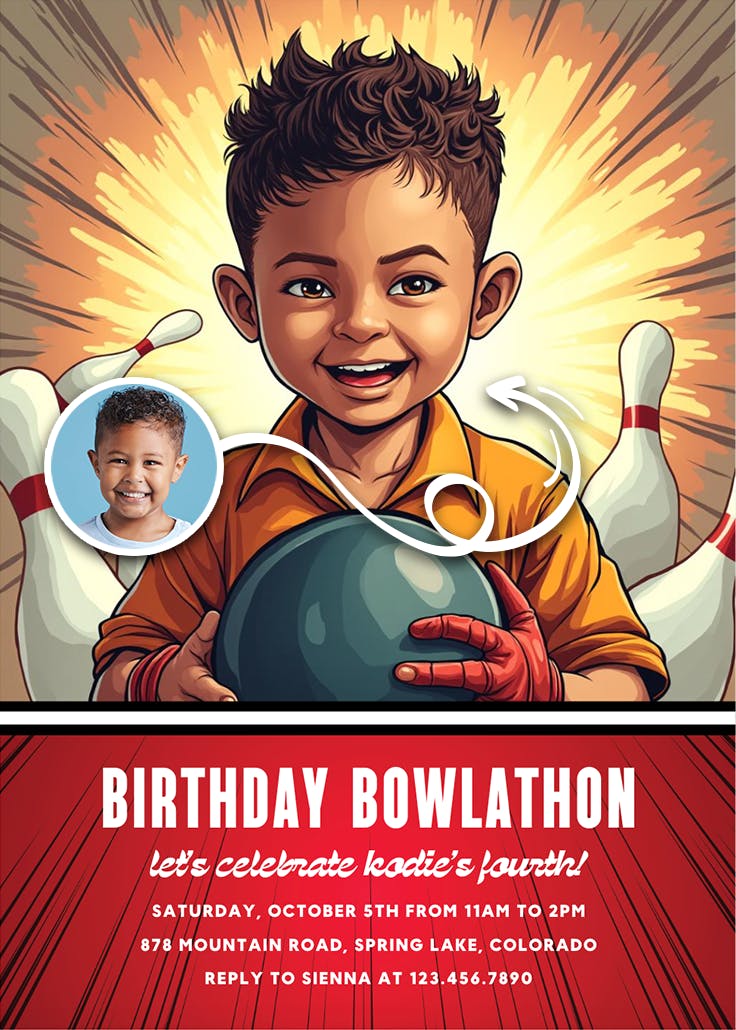 Bowlathon - invitación de fiesta
