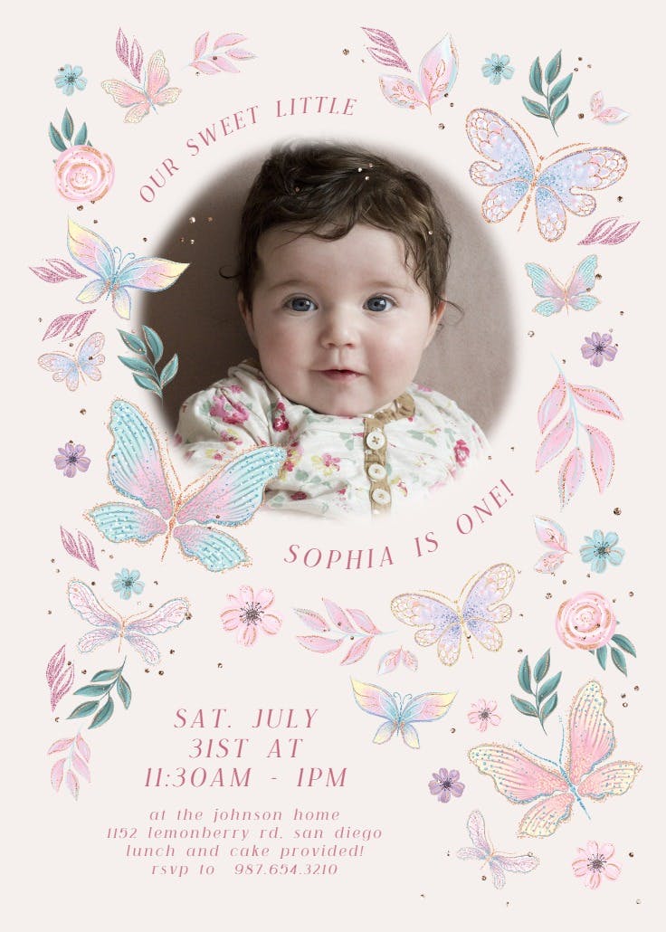 Butterfly birthday bash - invitación de fiesta