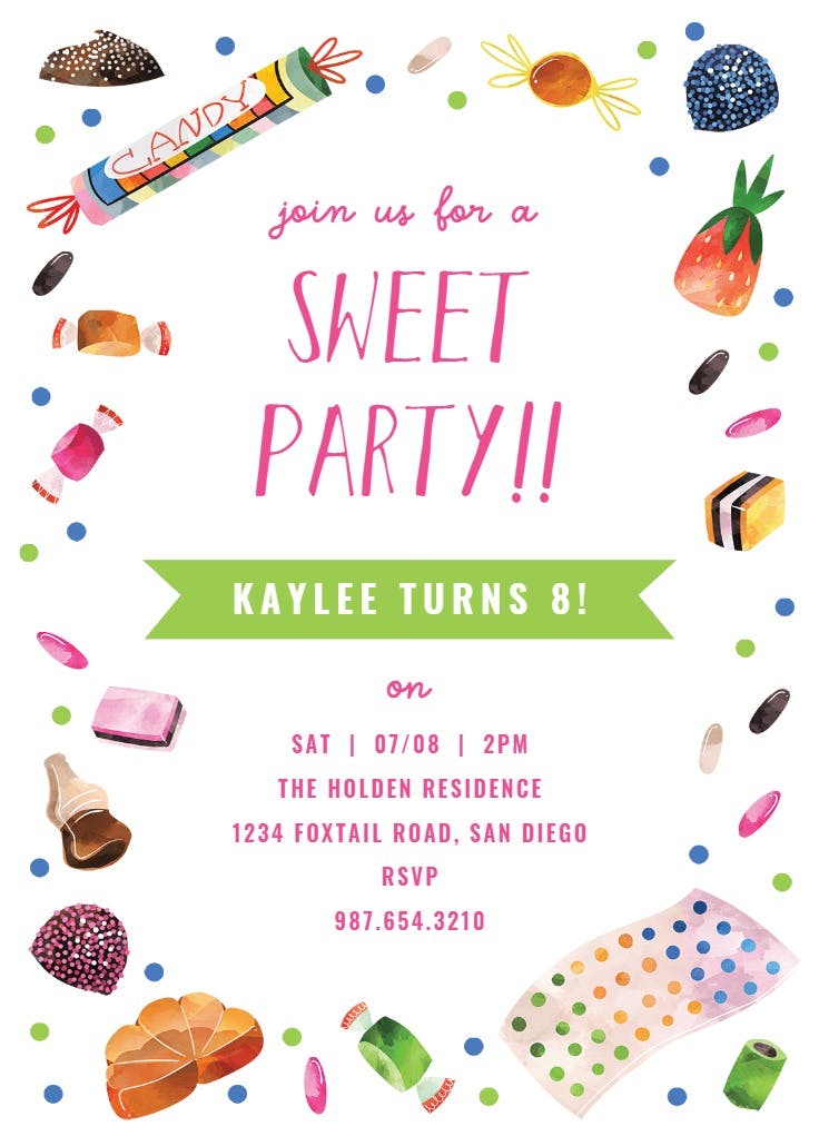 Candy - invitación de cumpleaños