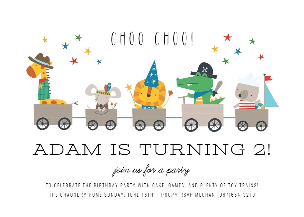 Choo choo two - invitación de fiesta