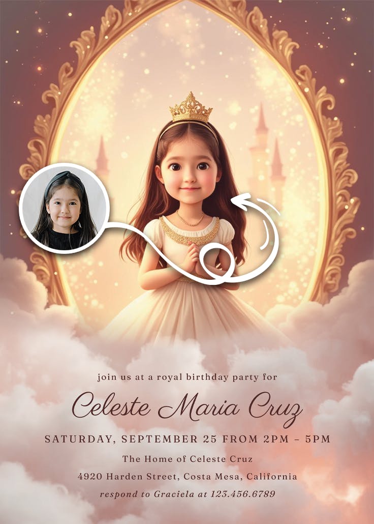 Cloud princess - invitación de fiesta