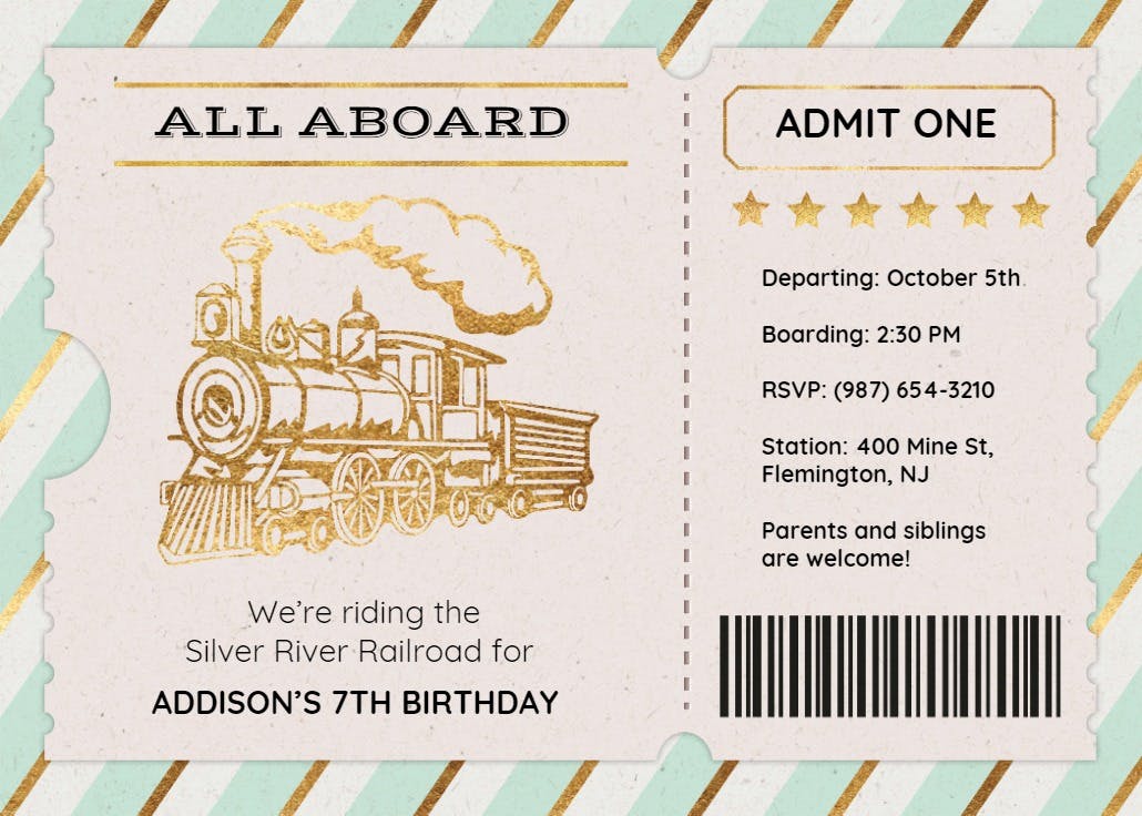 Country train ride - invitación de fiesta