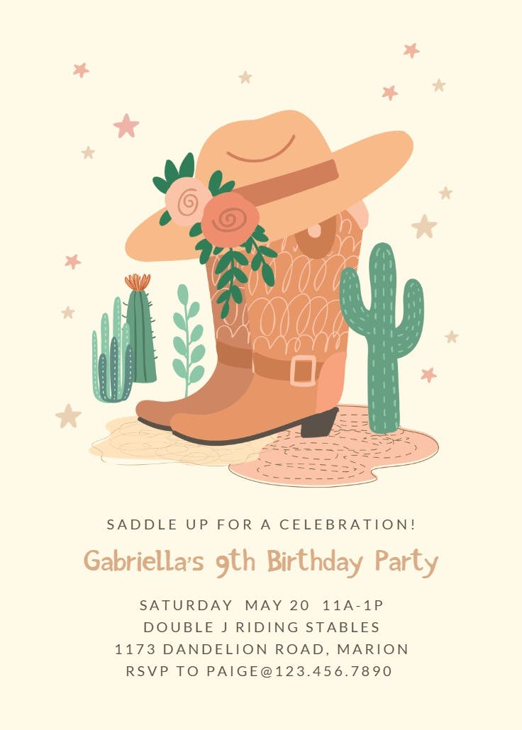 Cowlady - invitación de cumpleaños