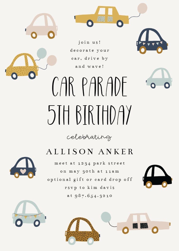 Cute cars - invitación de fiesta