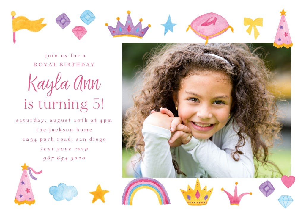 Cute princess photo - invitación de cumpleaños
