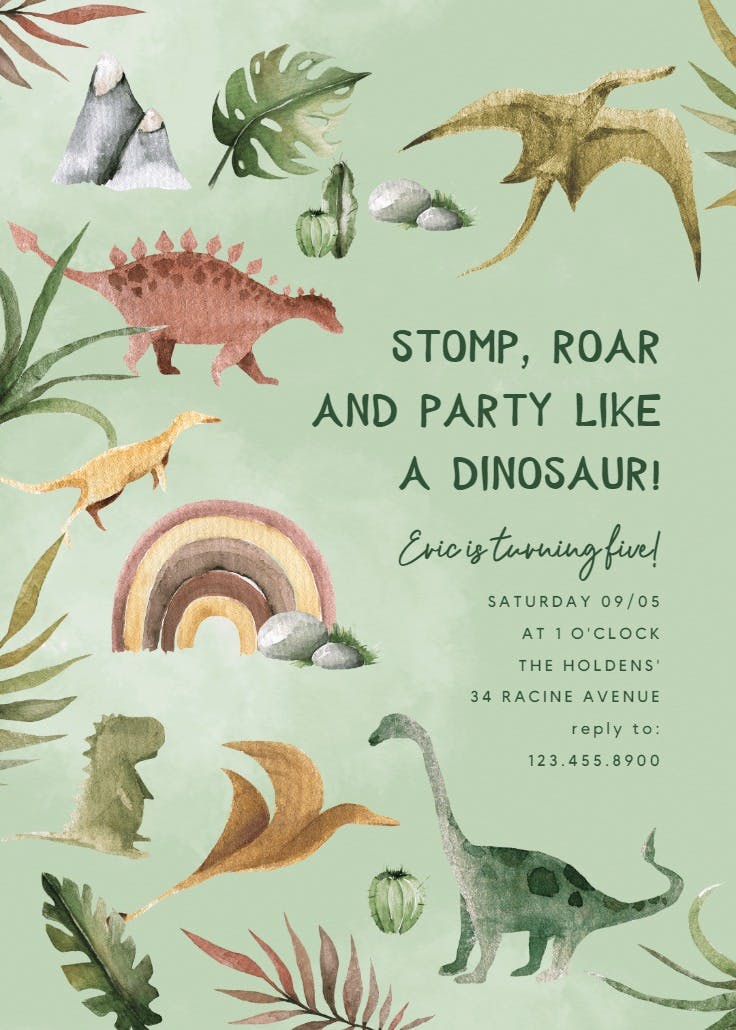 Dino land - invitación de cumpleaños