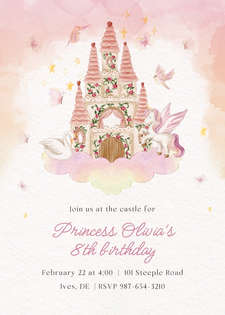 Dream castle - birthday invitation