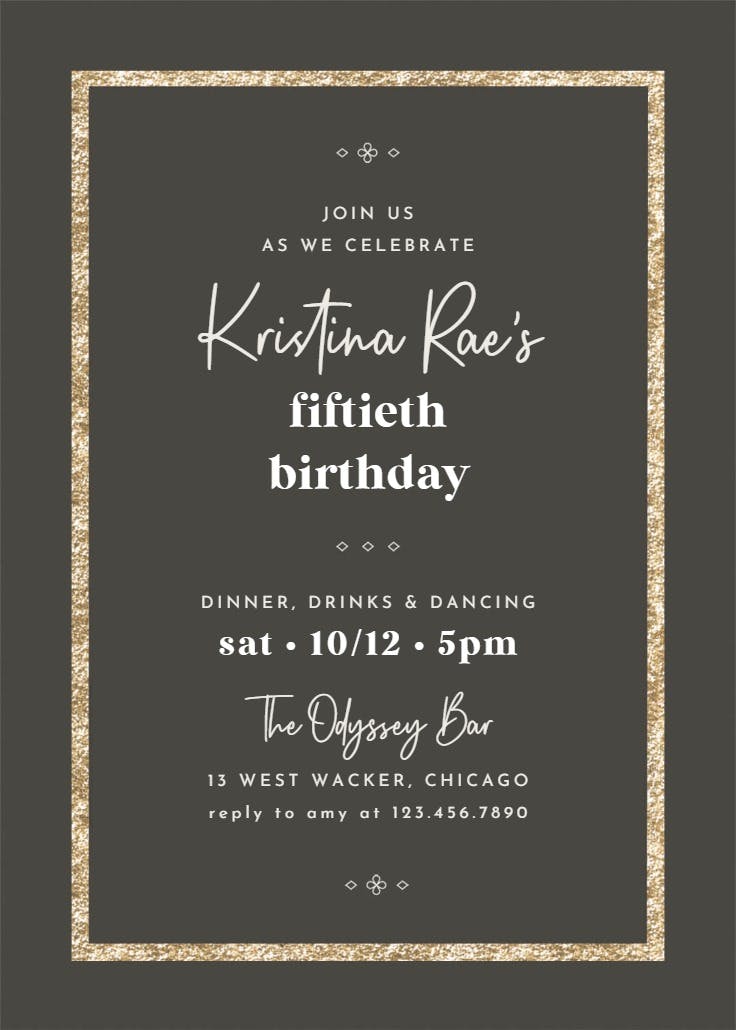 Elegant gold - invitación de cumpleaños
