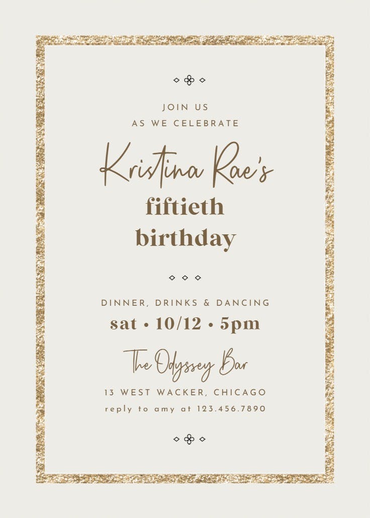 Elegant gold - birthday invitation