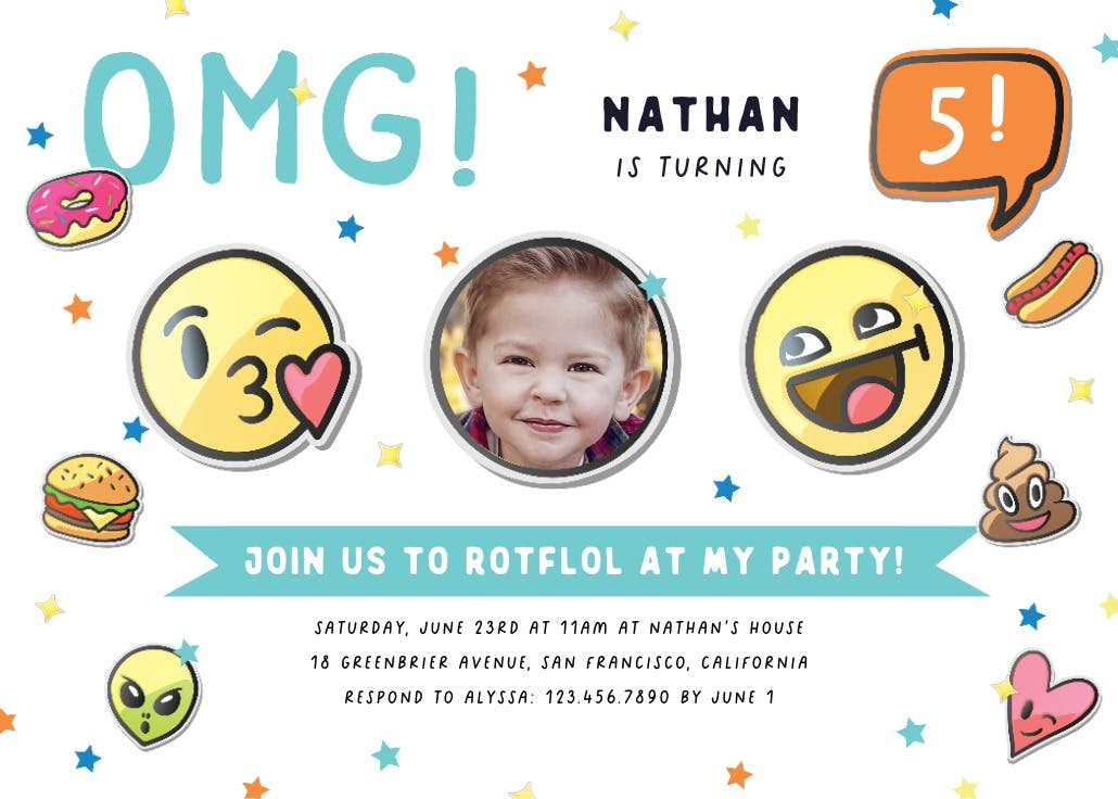 Emoji face - invitación de cumpleaños