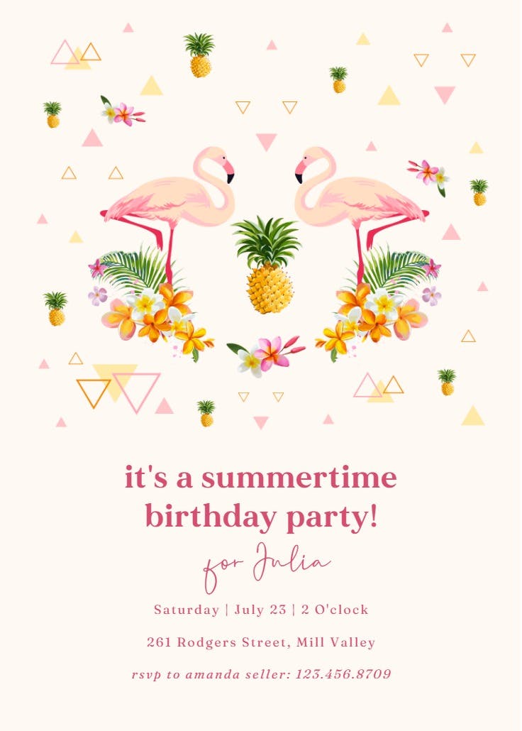 Flamingo party - invitación de fiesta