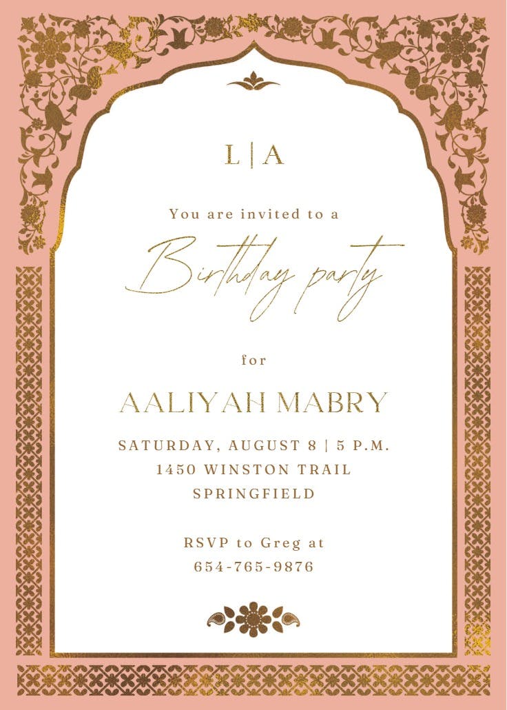 Floral gate - birthday invitation