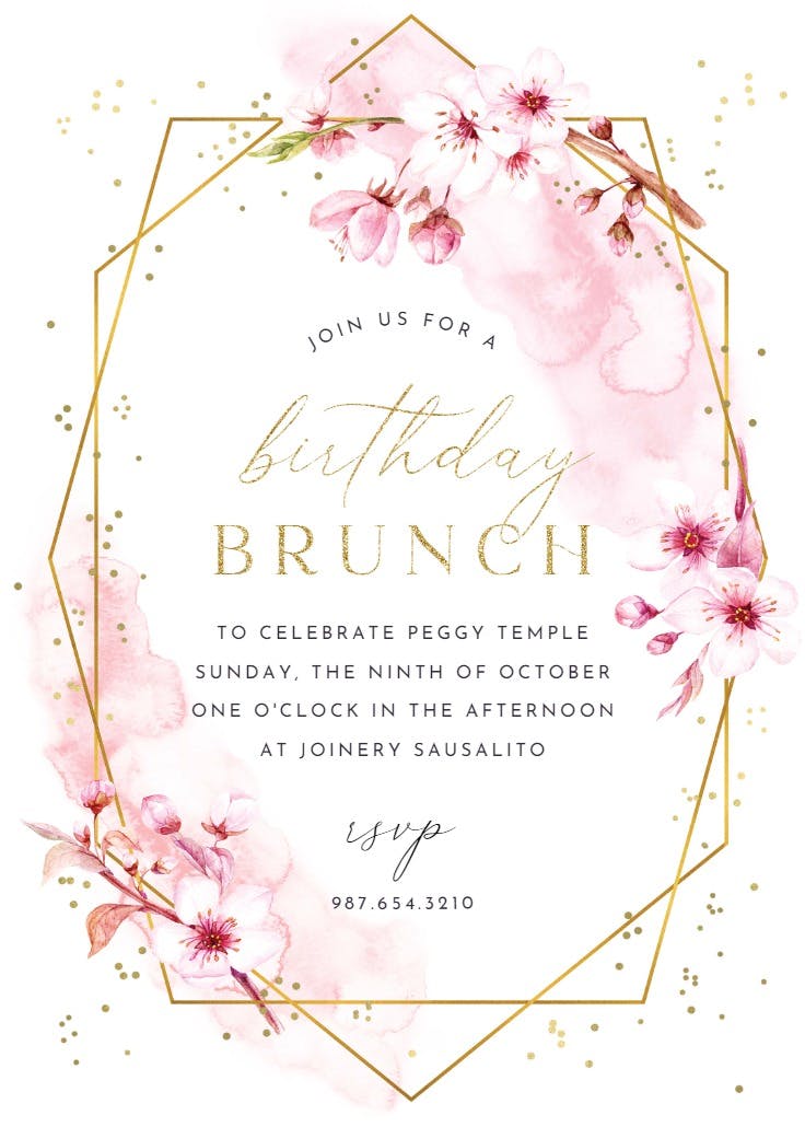 Floral sakura - invitación de cumpleaños