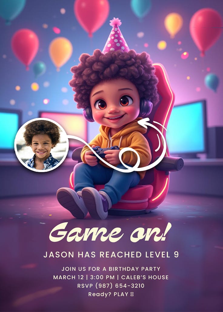 Game on - invitación de fiesta