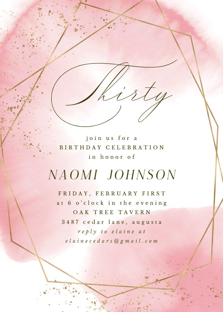 Gold polygon - birthday invitation