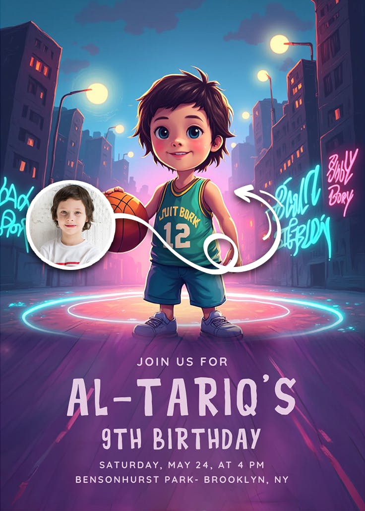 Hoops & happiness - invitación de fiesta