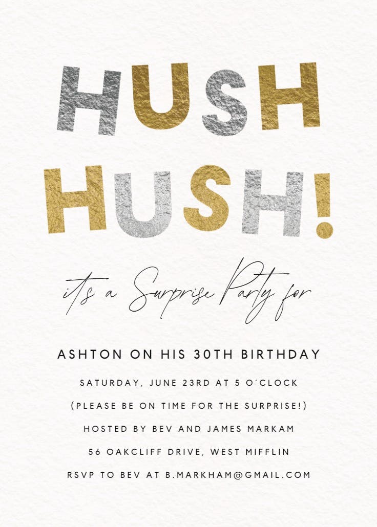 Hush hush - invitación de fiesta