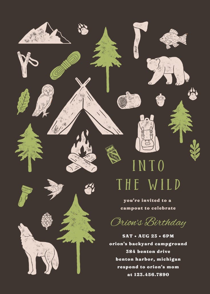 Into the wild - invitación de cumpleaños