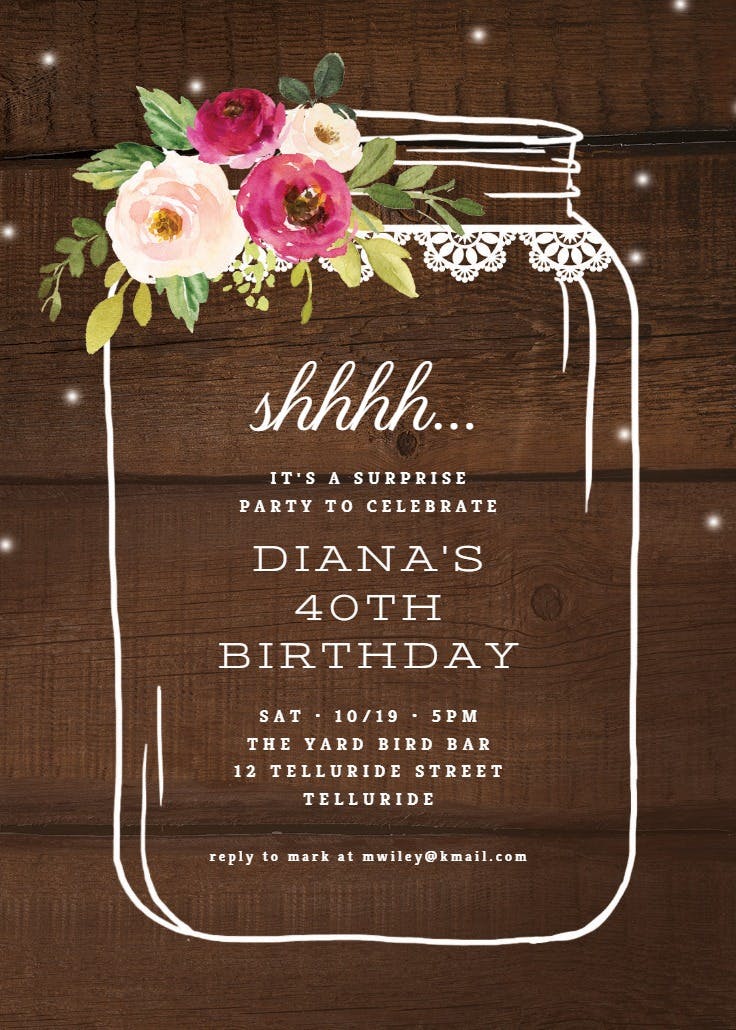 Jar of happines - invitación de cumpleaños