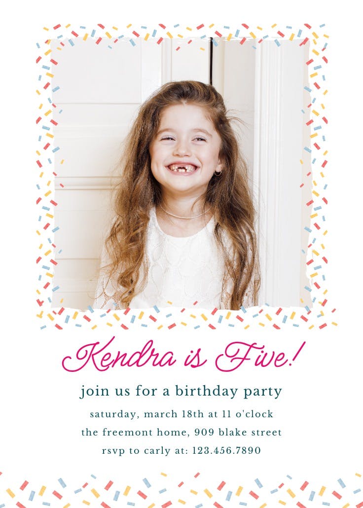 Lovely confetti - invitación de cumpleaños