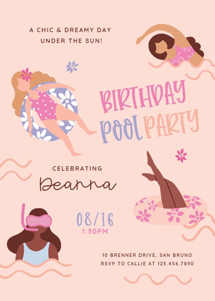 Make a splash - invitación de fiesta