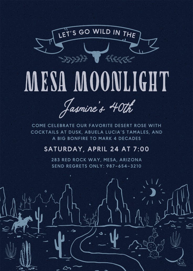 Mesa moonlight - birthday invitation