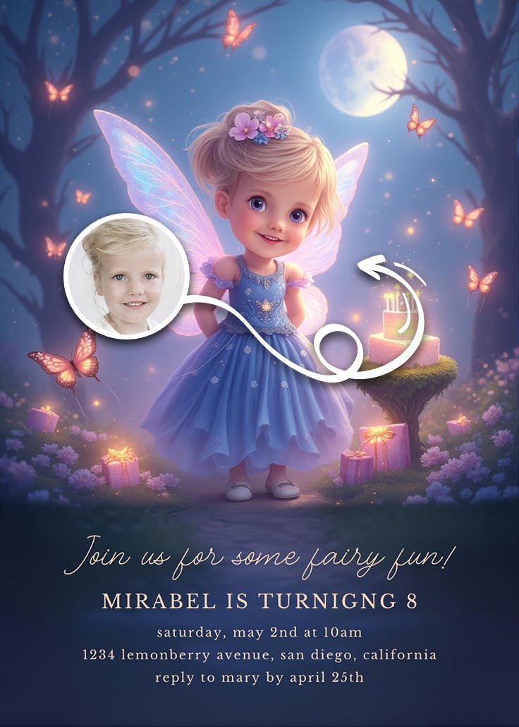 Moonlit wishes - birthday invitation