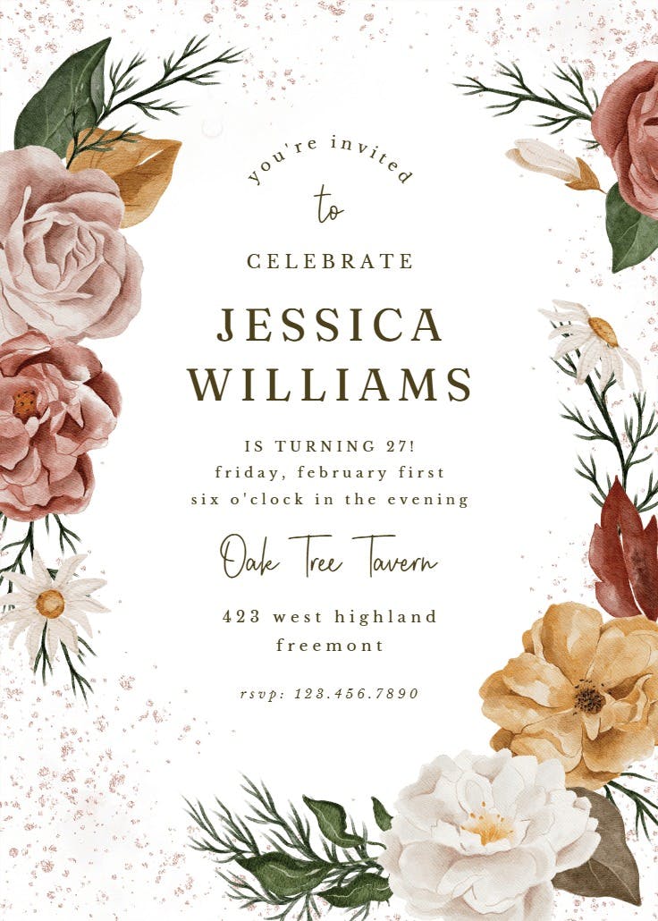 Nocturnal flowers - birthday invitation