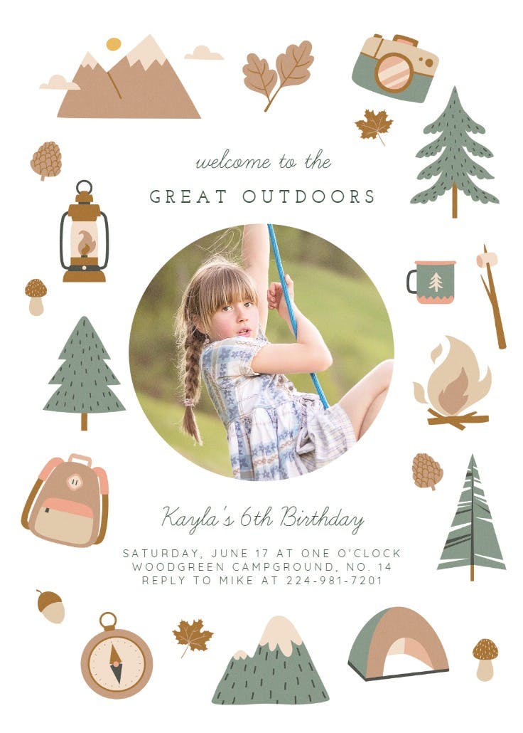 Outdoor adventures - invitación de cumpleaños