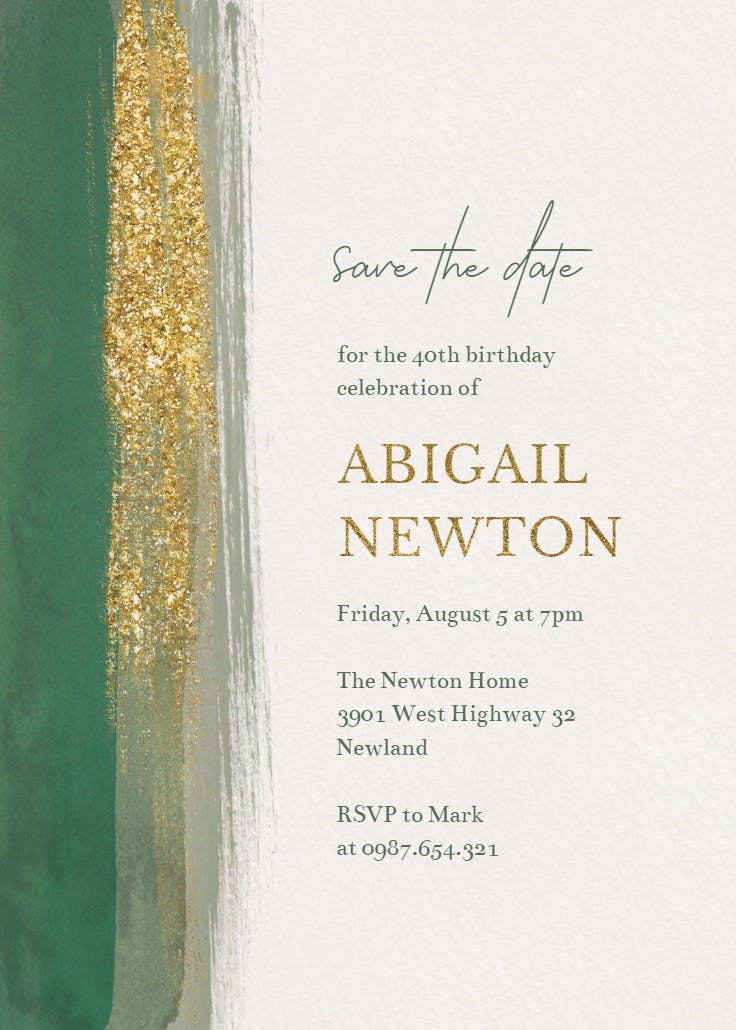 Paint and glitters - birthday invitation
