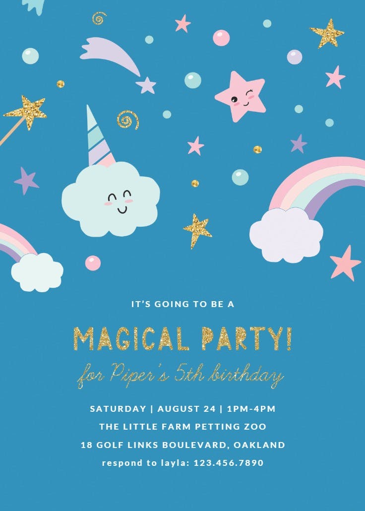 Party unicorn - invitación de fiesta