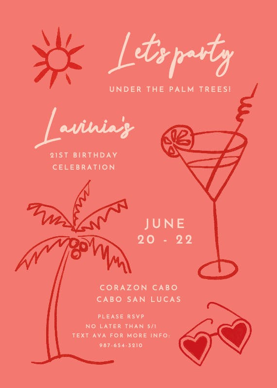 Piña colada - invitación de fiesta