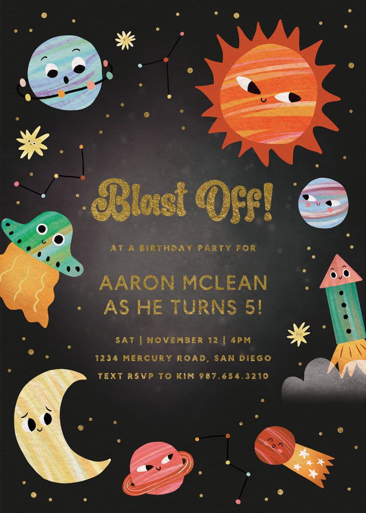 Playful planets - invitación de fiesta