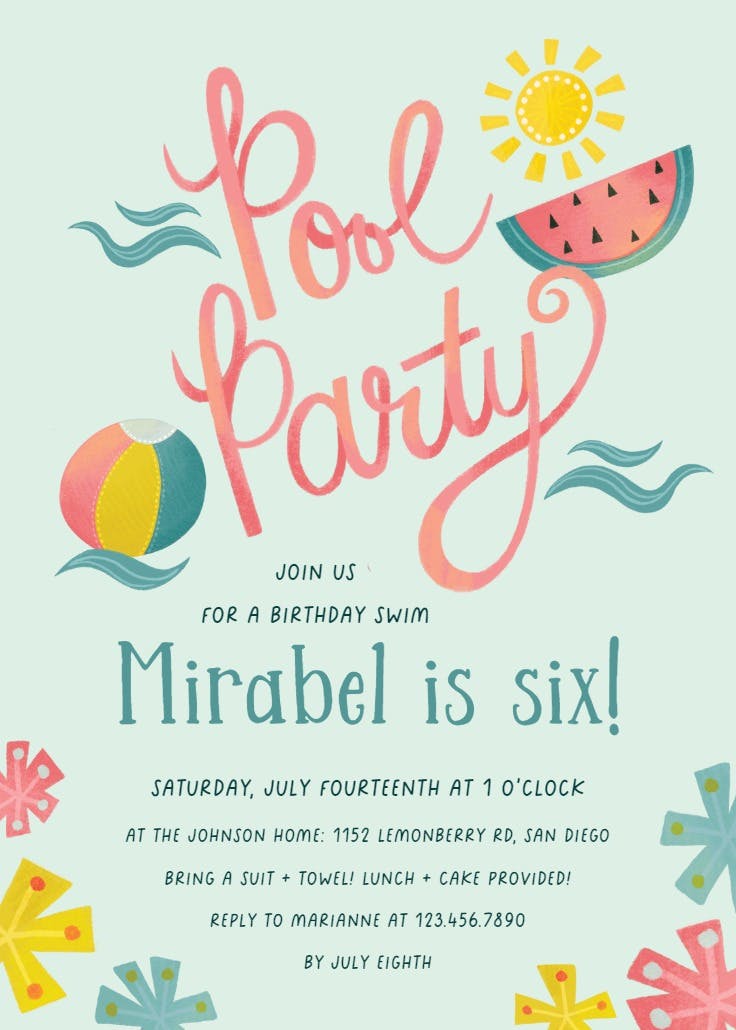 Pool breeze - invitación de fiesta