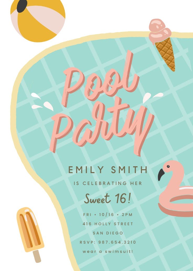 Pool splash - invitación de fiesta