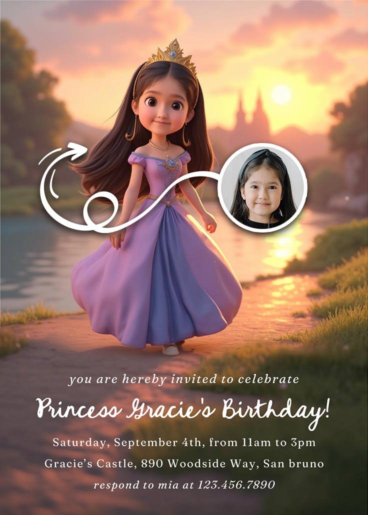 Princess castle - invitación de fiesta