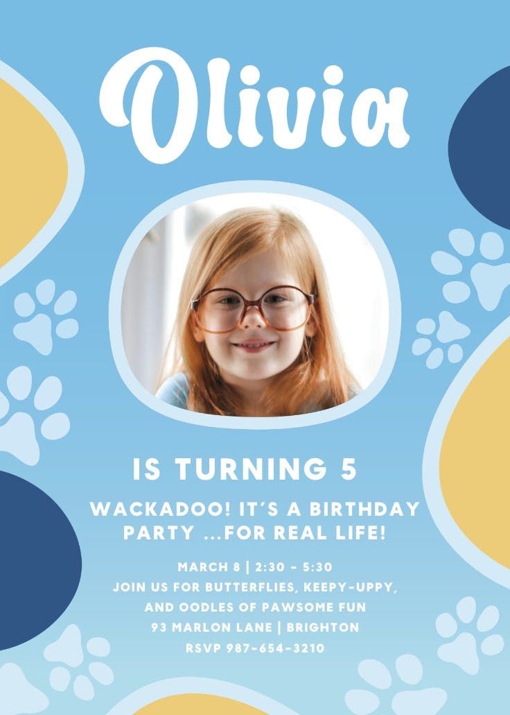 Pup prints - invitación de fiesta