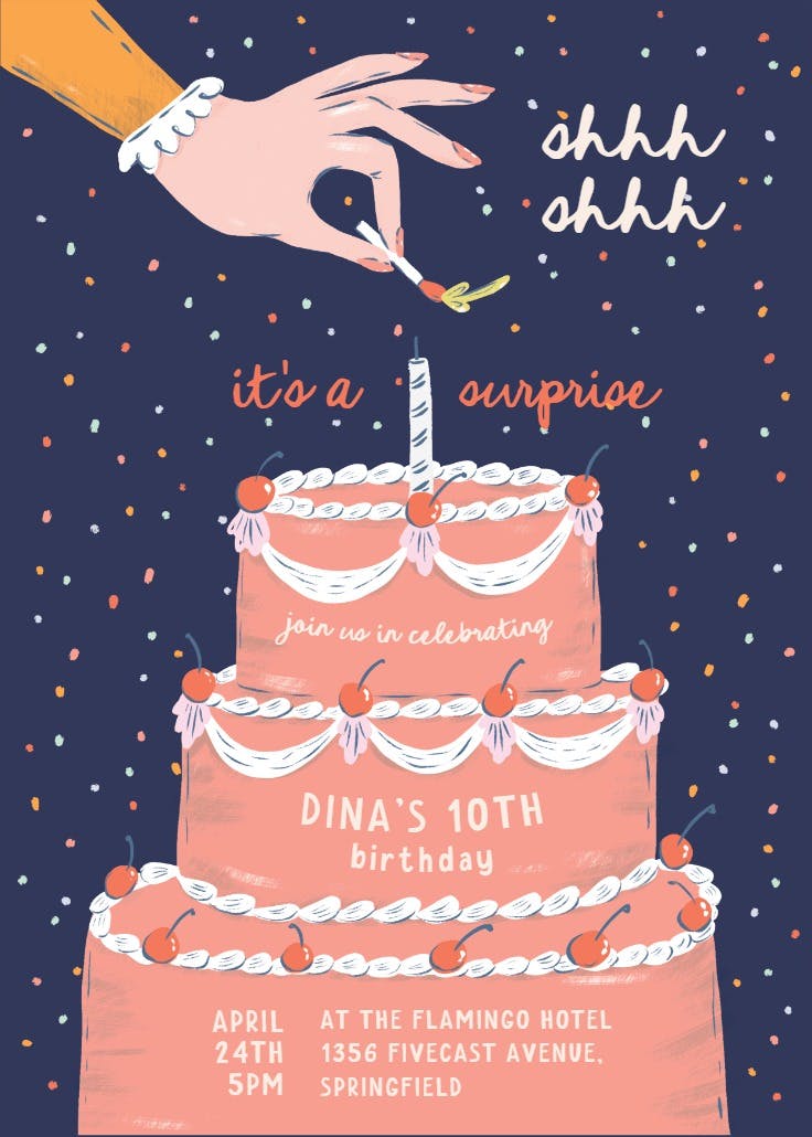 Shhhh cake - invitación de fiesta