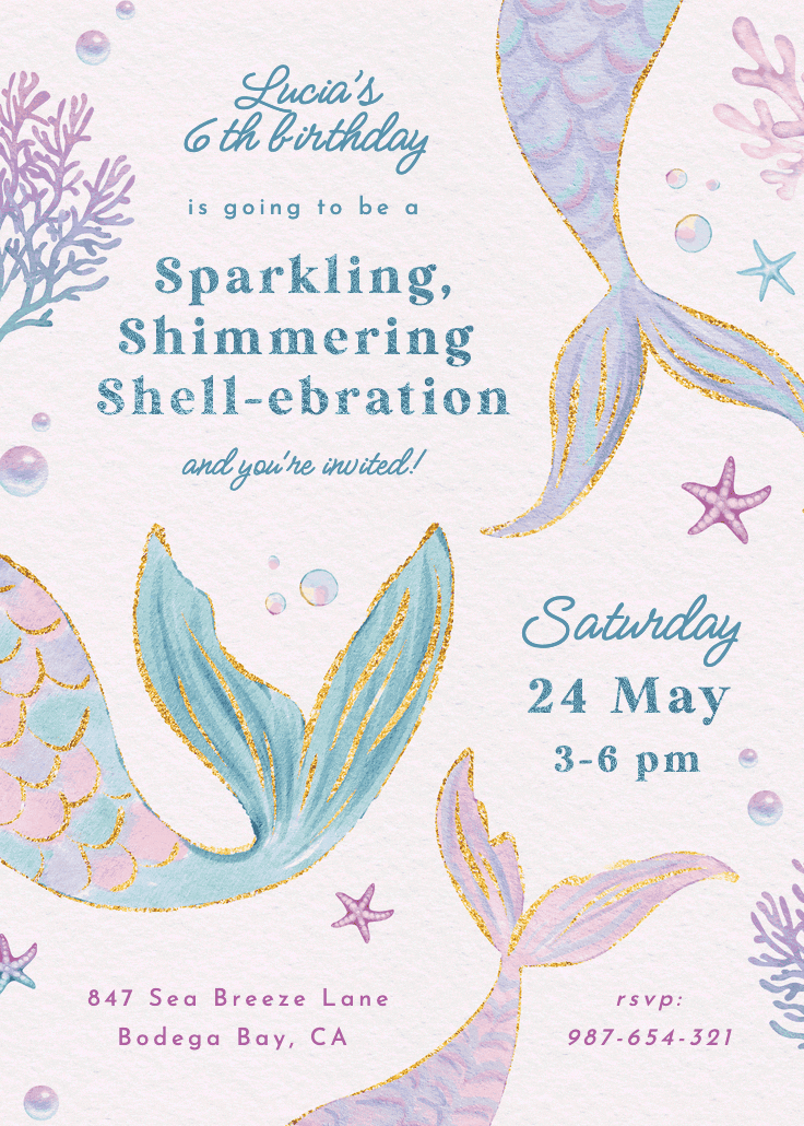 Shimmering shell-ebration - invitación de fiesta