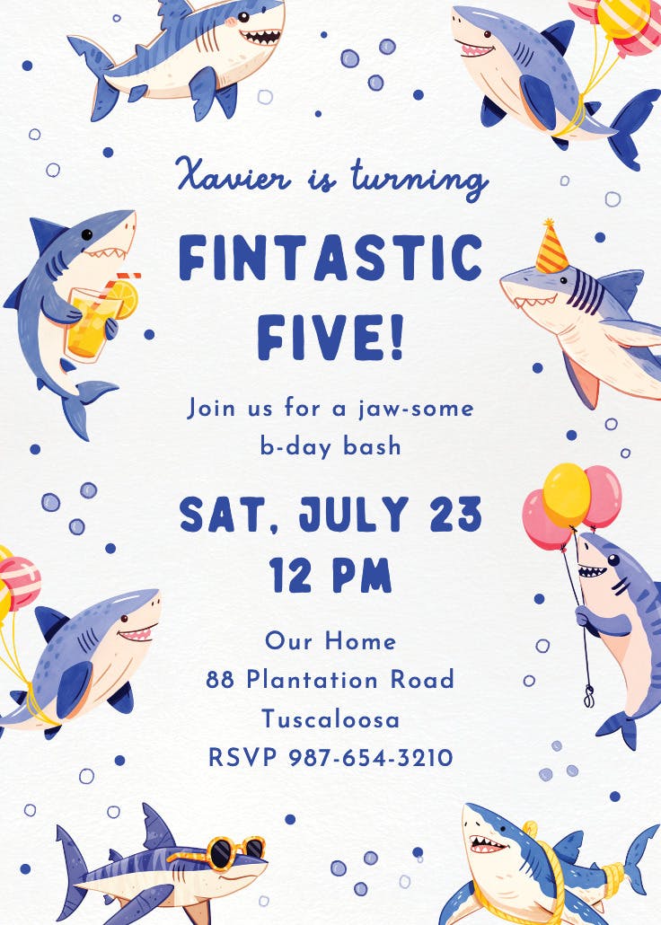 Silly shark - invitación de fiesta