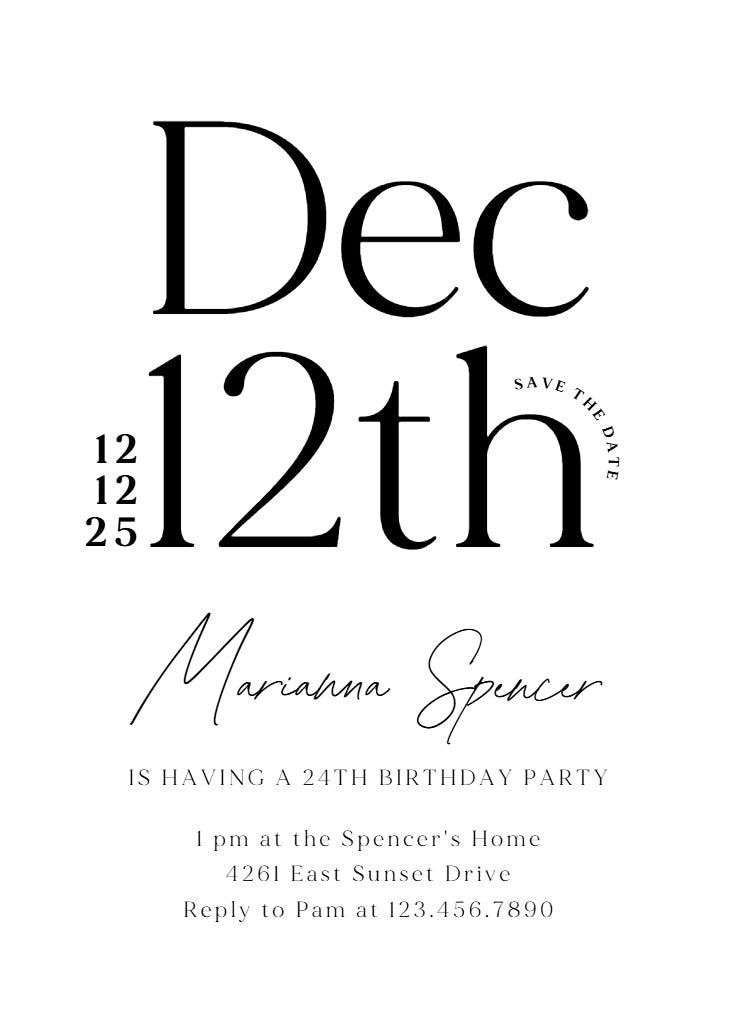 Sleek bold - birthday invitation