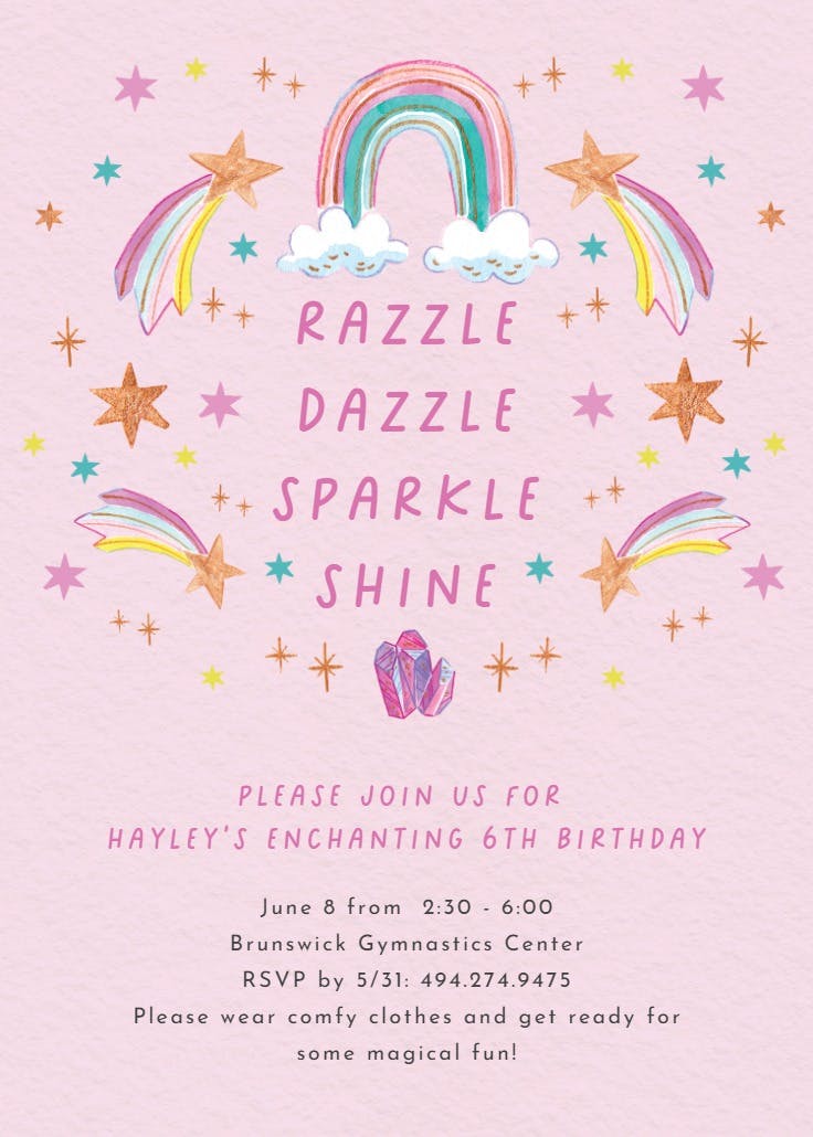Sparkle and shine - invitación de fiesta