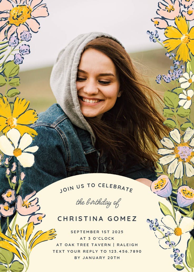 Spring florals - invitación de fiesta